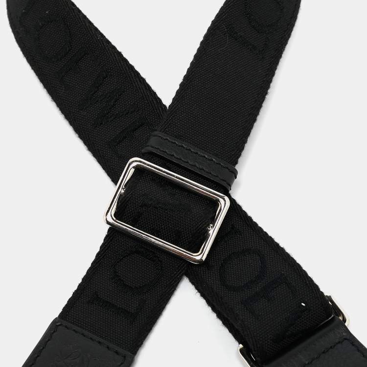 Pre Owned Loewe Black Canvas and Leather Webbing Adjustable Bag Strap
