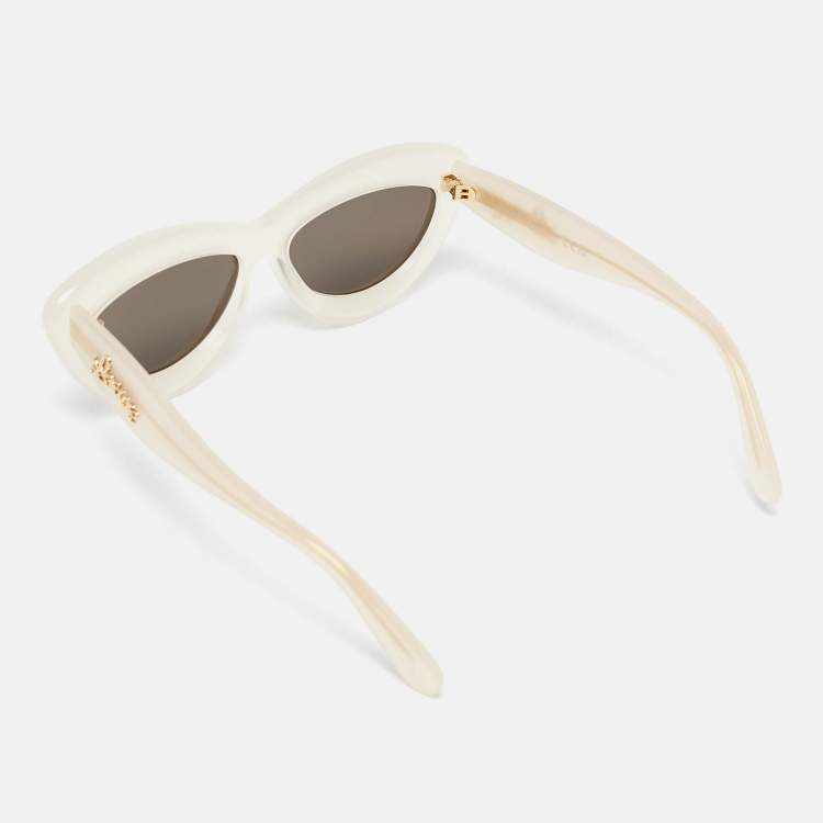 Pre Owned Loewe Off White/Black LW40096I Curvy Cat Eye Sunglasses