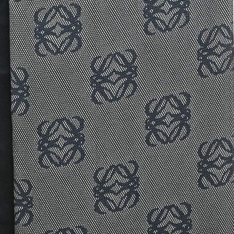 Pre Owned Loewe Black/Grey Anagram Print Silk Scarf