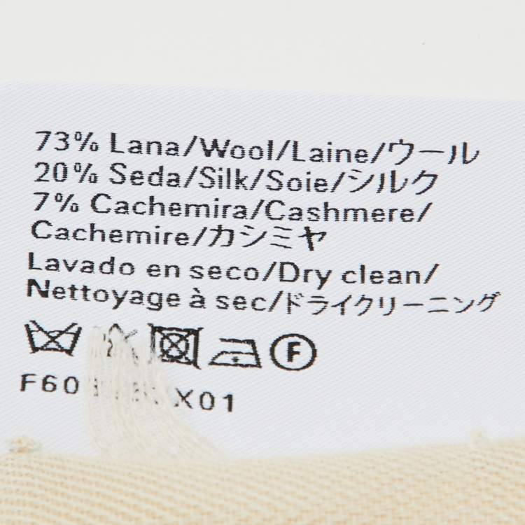 Pre Owned Loewe Cream Anagram Print Wool  Silk Scarf