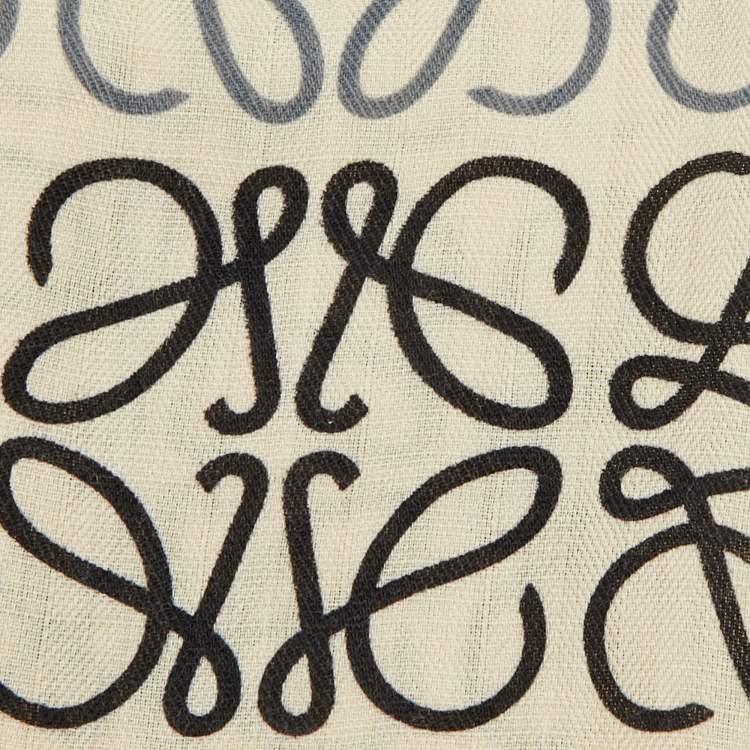 Pre Owned Loewe Beige Anagram Wool & Silk Scarf
