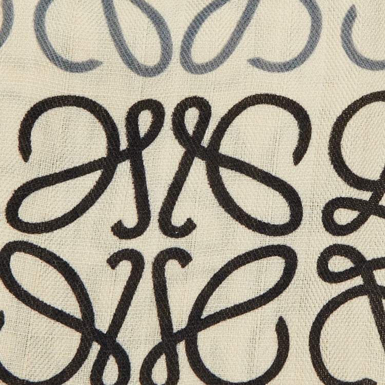 Pre Owned Loewe Beige Anagram Wool & Silk Scarf