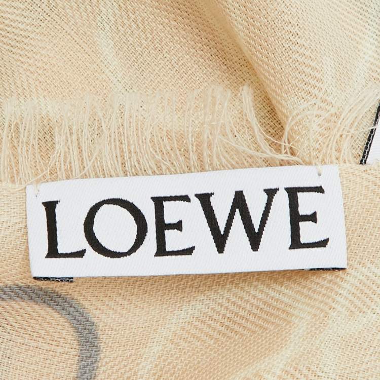 Pre Owned Loewe Beige Anagram Wool & Silk Scarf