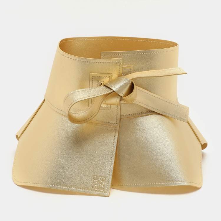 Pre Owned Loewe Gold Leather Obi Corset Belt S