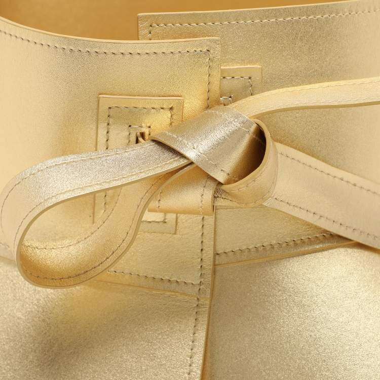 Pre Owned Loewe Gold Leather Obi Corset Belt S