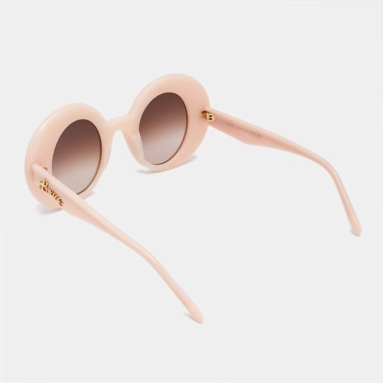 Pre Owned Loewe Peach/Brown Gradient LW40089I Frame Oval Sunglasses