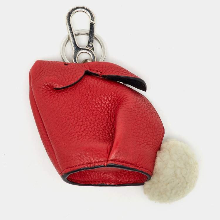 Pre Owned Loewe Red Leather Rabbit Purse Bag Charm