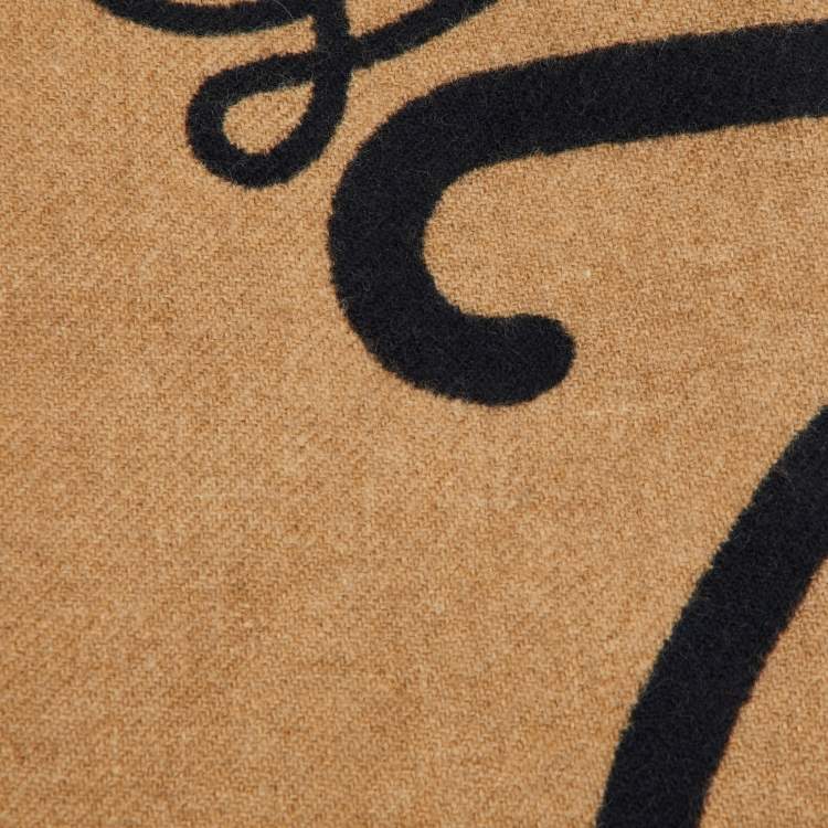Pre Owned Loewe Beige/Black Anagram Wool & Cashmere Scarf