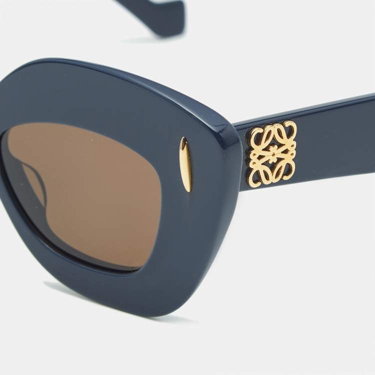 Pre Owned Loewe Navy Blue/Black LW40127I Anagram Frame Cat Eye Sunglasses