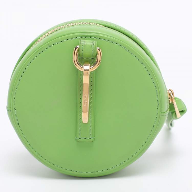 Pre Owned Loewe Pea Green Leather Monogram Debossed Cookie Purse Charm