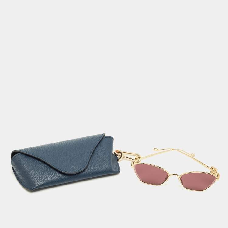 Pre Owned Loewe Purple/Gold Tone LW40115U Anagram Cat Eye Sunglasses
