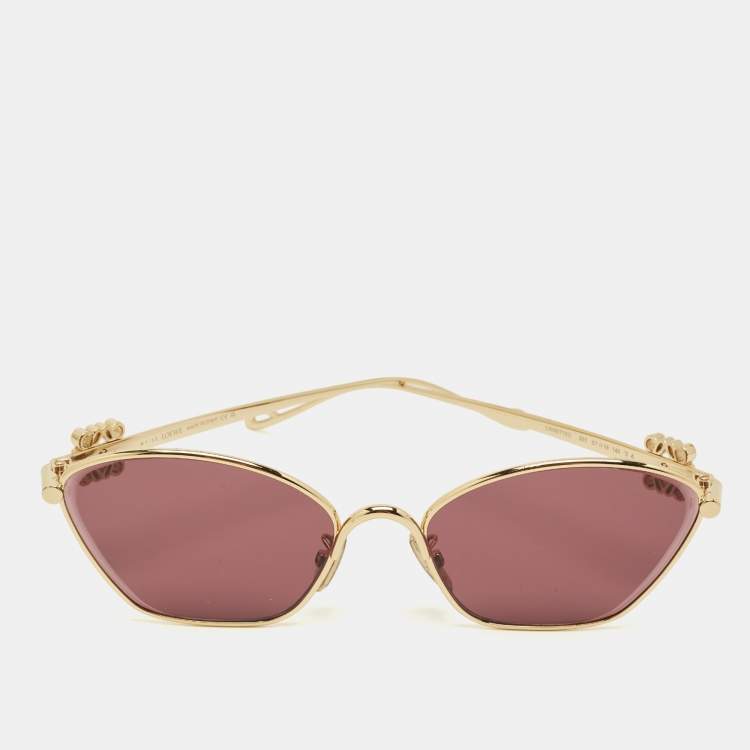 Pre Owned Loewe Purple/Gold Tone LW40115U Anagram Cat Eye Sunglasses
