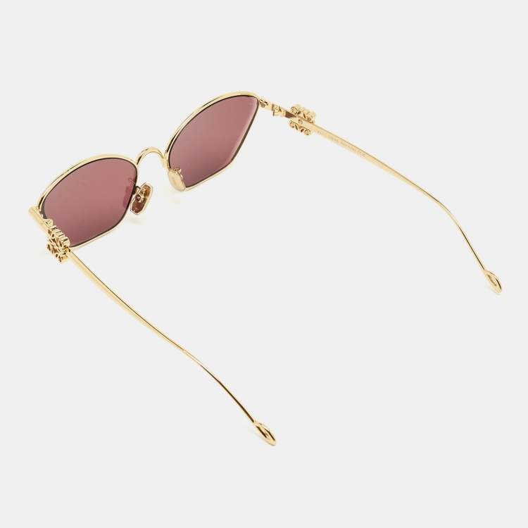 Pre Owned Loewe Purple/Gold Tone LW40115U Anagram Cat Eye Sunglasses