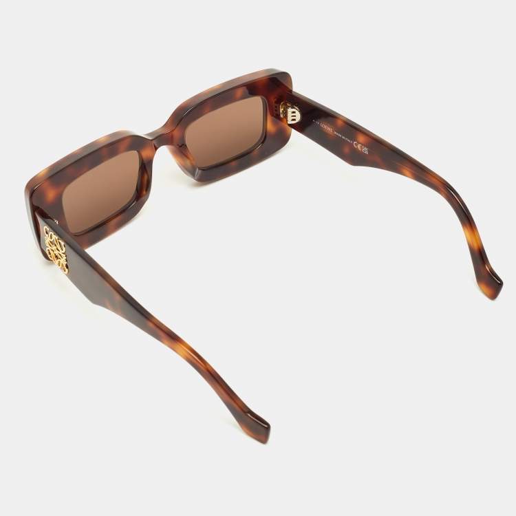 Pre Owned Loewe Tortoise Brown Anagram LW40101I Frame Rectangle Sunglasses