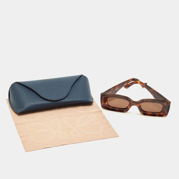 Pre Owned Loewe Tortoise Brown Anagram LW40101I Frame Rectangle Sunglasses