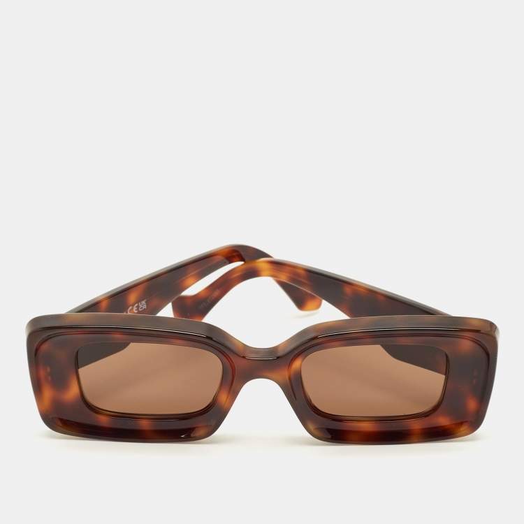 Pre Owned Loewe Tortoise Brown Anagram LW40101I Frame Rectangle Sunglasses