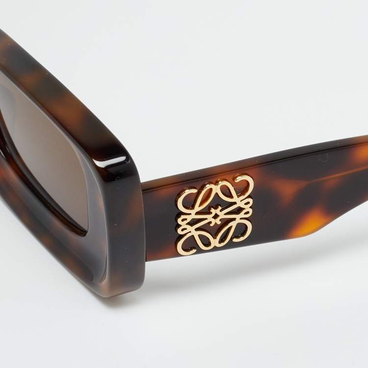 Pre Owned Loewe Tortoise Brown LW40101I Anagram Rectangle Sunglasses