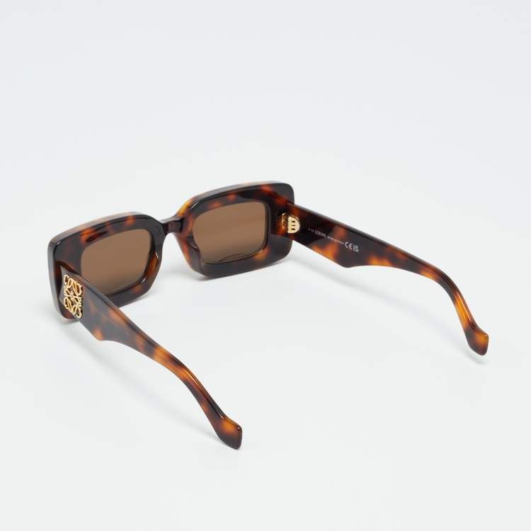 Pre Owned Loewe Tortoise Brown LW40101I Anagram Rectangle Sunglasses