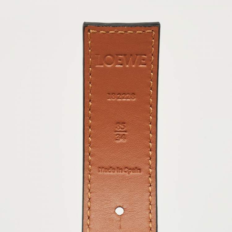 Pre Owned Loewe Black/Brown Leather Anagram Reversible Belt  85 CM