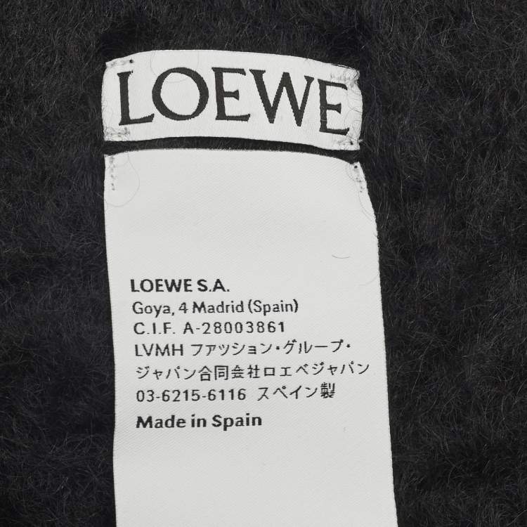 Pre Owned Loewe Black Anagram Patch Mohair Fringed Scarf 