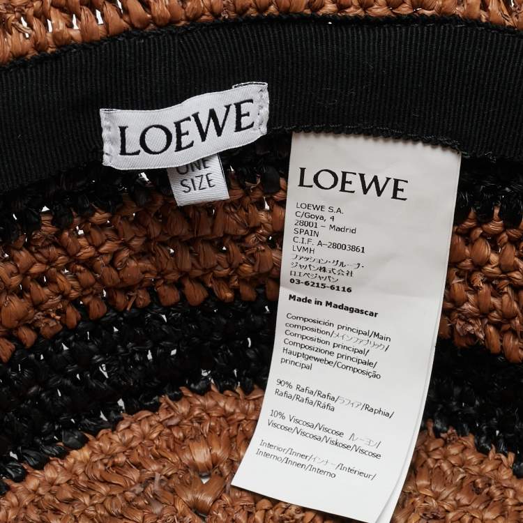 Pre Owned Loewe X Paula's Ibiza Brown/Black Logo Raffia Bucket Hat One Size