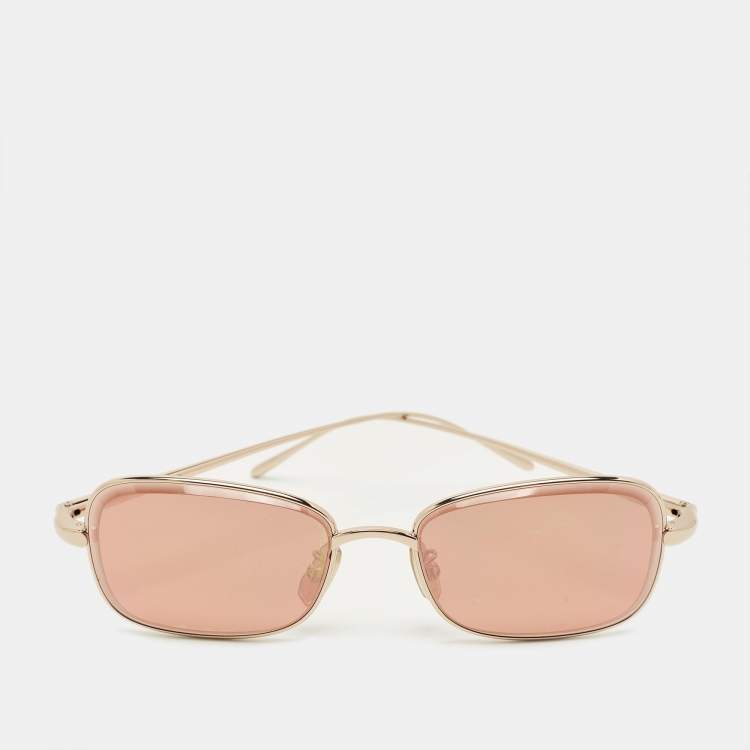 Pre Owned Loewe Pink/Gold Tone LW40159U Anagram Rectangle Sunglasses