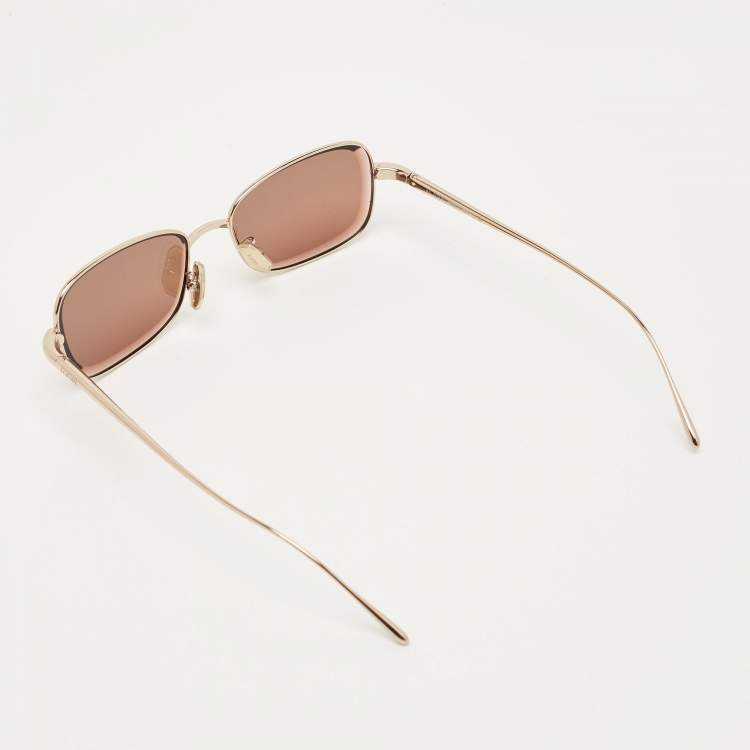 Pre Owned Loewe Pink/Gold Tone LW40159U Anagram Rectangle Sunglasses