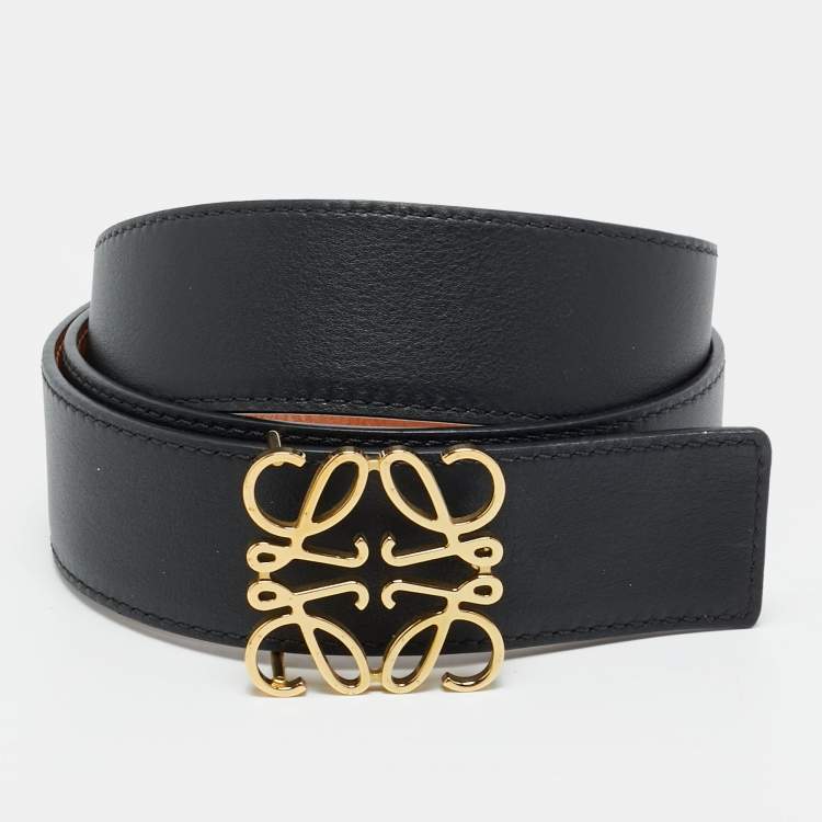 مملوكة مسبقًا Loewe Anagram 90CM Reversible Brown/Black Leather