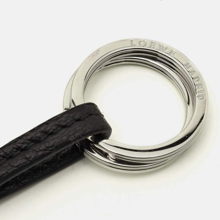 Pre Owned Loewe Padlock Key Ring Black Leather