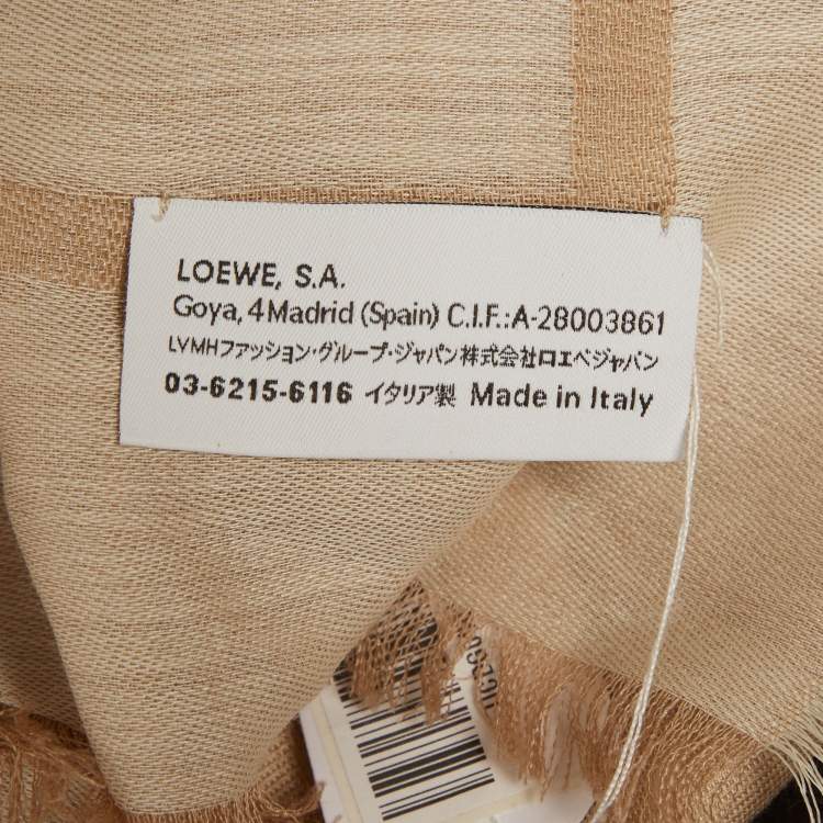 Pre Owned Loewe Beige Monogram Wool Foulard Scarf