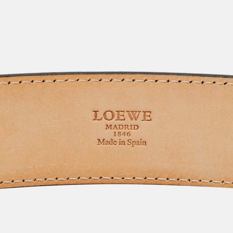 مملوكة مسبقًا Loewe Logo 85 CM Buckle Belt Navy Blue Leather