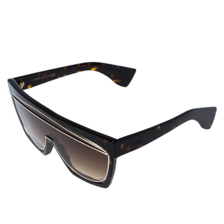 Pre Owned Loewe Brown Havana/ Brown Gradient LW40012I Tyra Masque Sunglasses