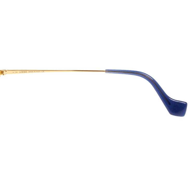 Pre Owned Loewe Blue Acetate and Gold Tone Metal LW40022U Rectangle Sunglasses