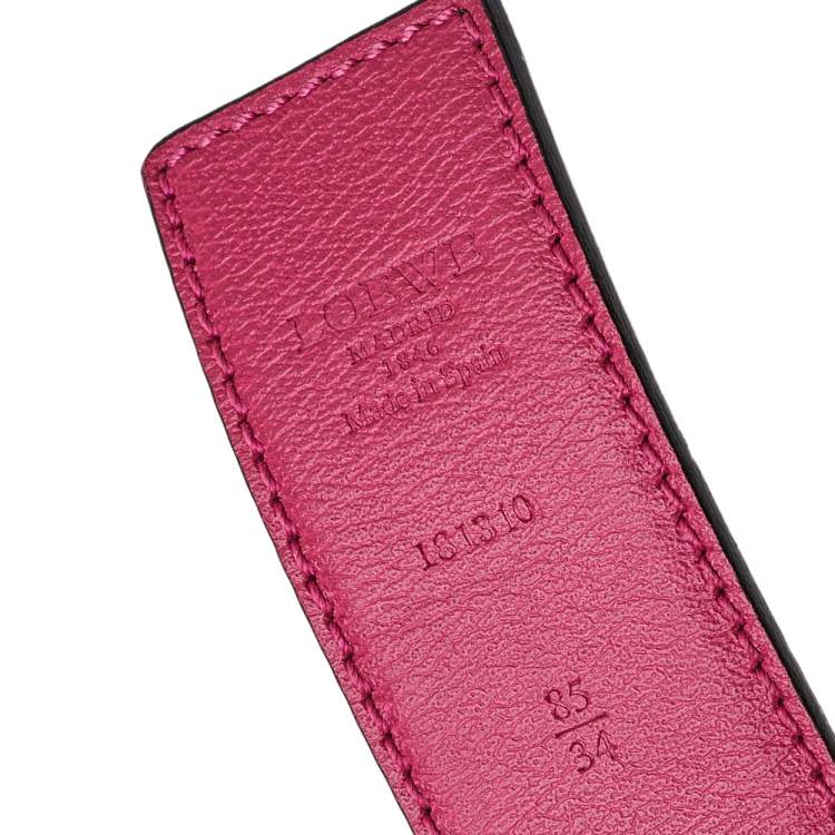 Pre Owned Loewe Pink/Black Leather Anagram Reversible Buckle Belt 85CM