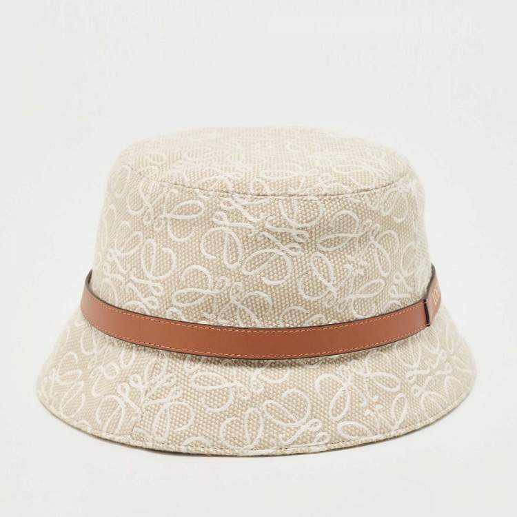 Pre Owned Loewe Beige Anagram Cotton Bucket Hat