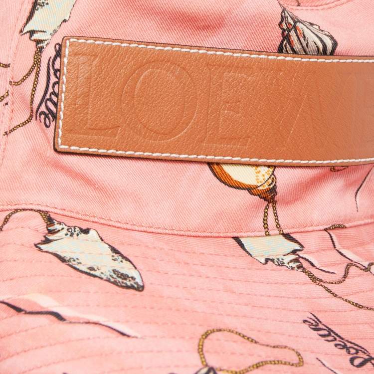 Pre Owned Loewe x Paula's Ibiza Coral Pink Shell Print Canvas Bucket Hat