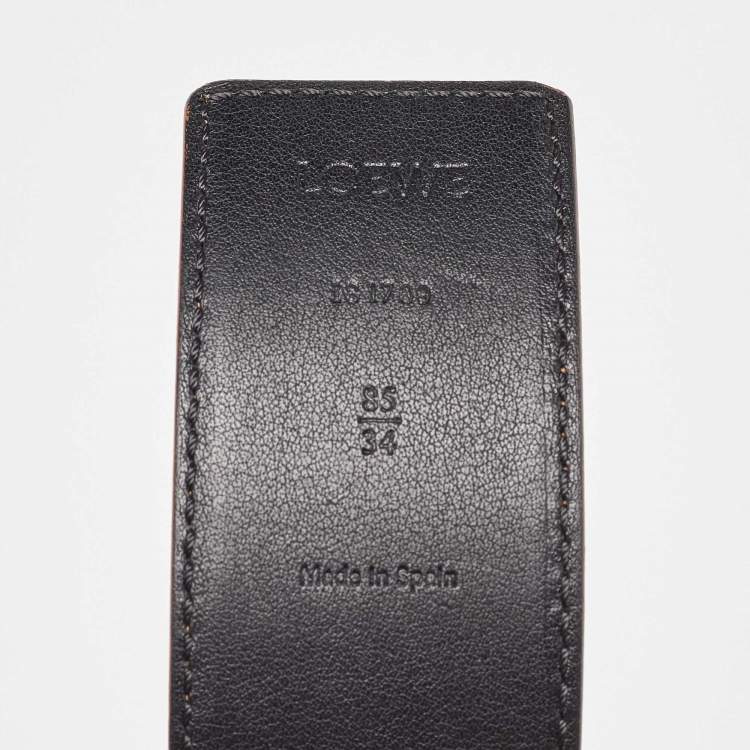 Pre Owned Loewe Black/Brown Leather Anagram Reversible Belt 85CM
