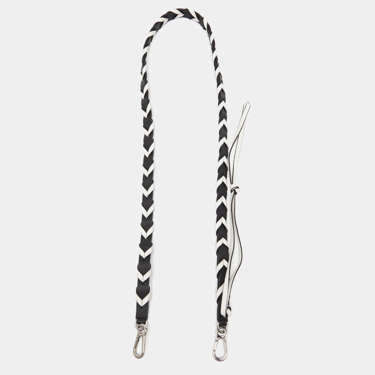 Pre Owned Loewe Black/White Leather Bag Strap