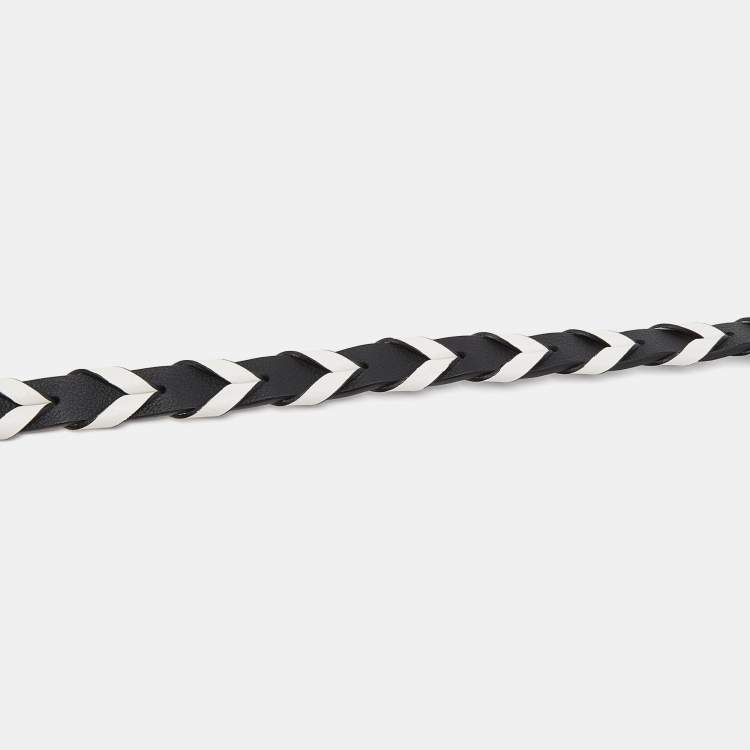 Pre Owned Loewe Black/White Leather Bag Strap
