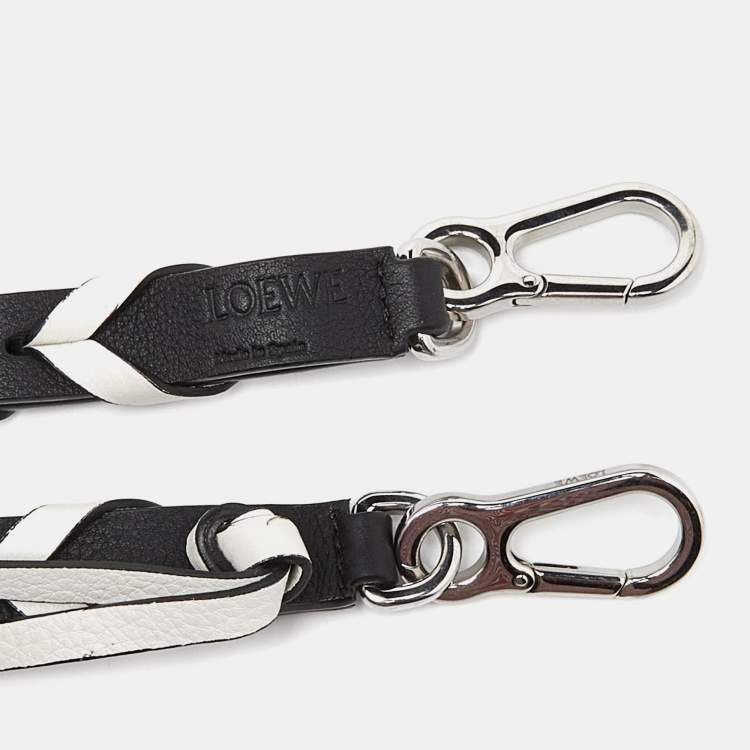 Pre Owned Loewe Black/White Leather Bag Strap