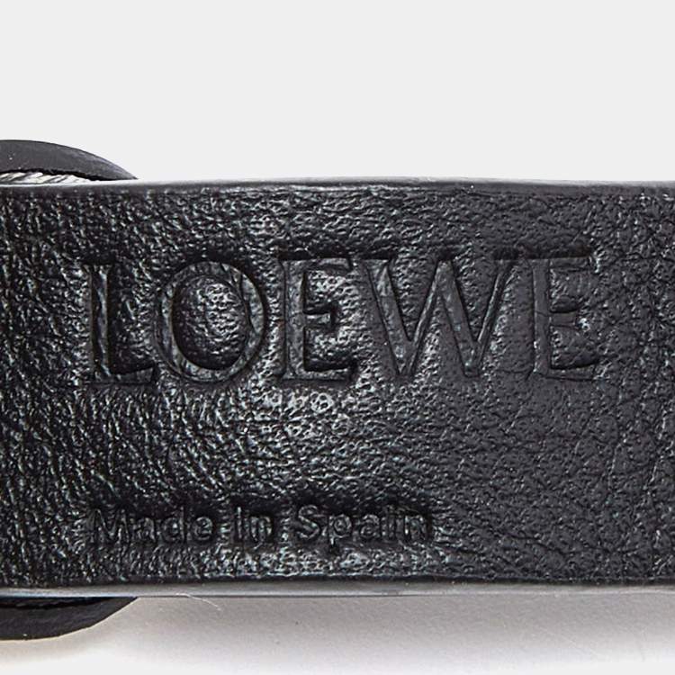Pre Owned Loewe Black/White Leather Bag Strap