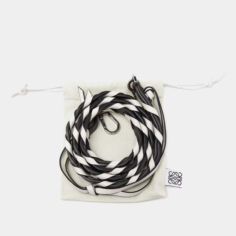 Pre Owned Loewe Black/White Leather Bag Strap