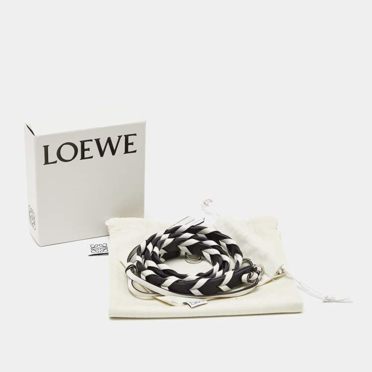 Pre Owned Loewe Black/White Leather Bag Strap