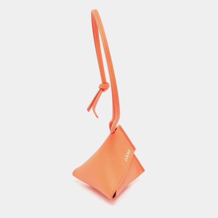 Pre Owned Loewe Orange Leather Puzzle Fold Charm