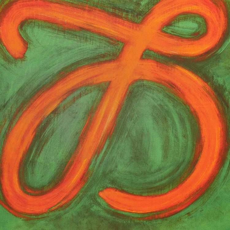 Pre Owned Loewe Green/Orange Printed Square Scarf 