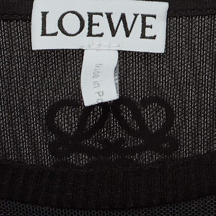 Pre Owned Loewe Black Mesh Anthurium Printed Full Sleeves Top L