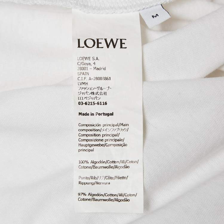 Pre Owned Loewe White Anagram Embroidered Cotton T-Shirt M