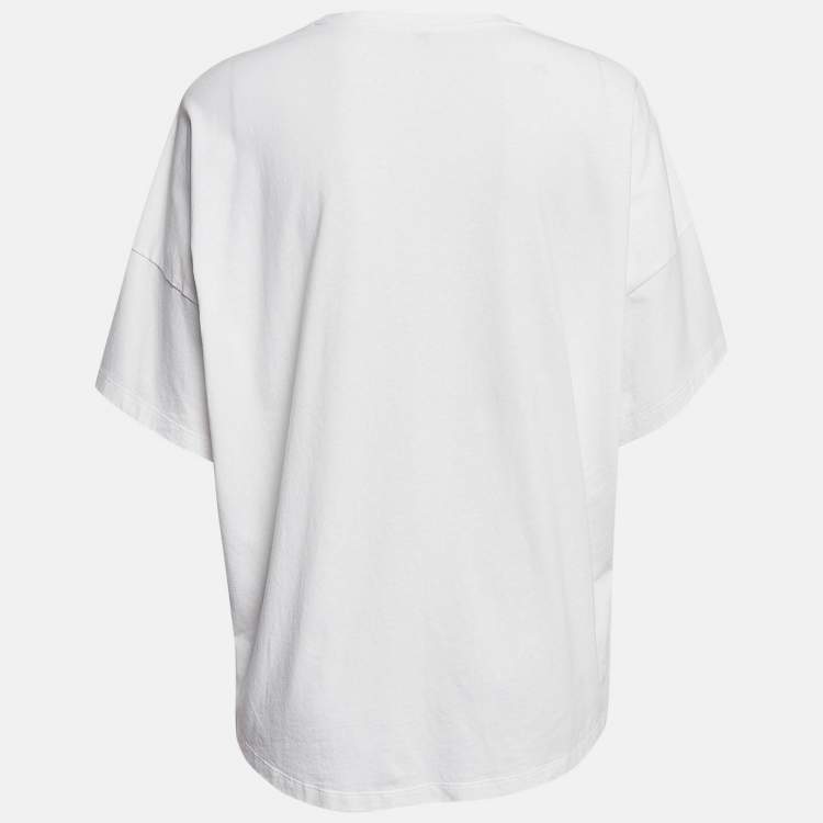 Pre Owned Loewe White Anagram Embroidered Cotton T-Shirt M