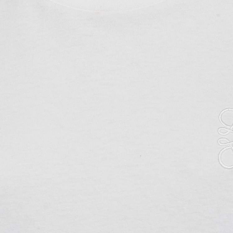 Pre Owned Loewe White Anagram Embroidered Cotton T-Shirt M