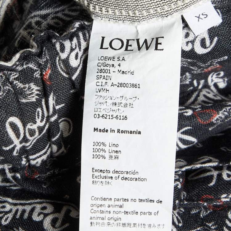 Pre Owned Loewe Navy Blue Printed Linen Culotte Pants XS